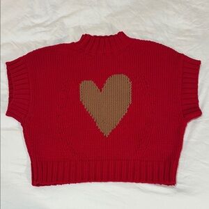 Maeve Red Sweater with Brown Heart